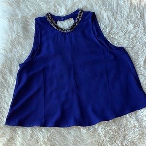 ASTR Sleeveless Crop Swing Top with Beaded Neck